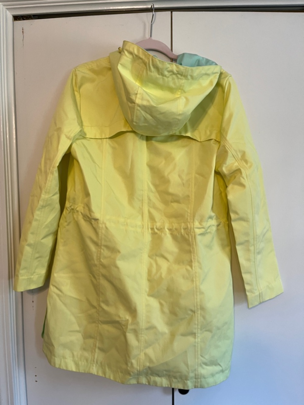 Talbots Yellow Hooded Rain Jacket with Mint Lining - Picture 2 of 9